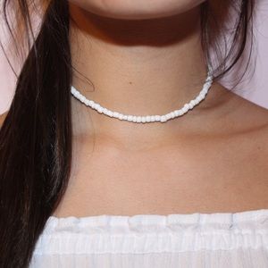 White Seed Bead VSCO beaded choker necklace